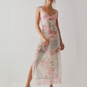 Free People Intimately Daisy Suddenly Fine Maxi Slip Dress Size Large NWT Sheer